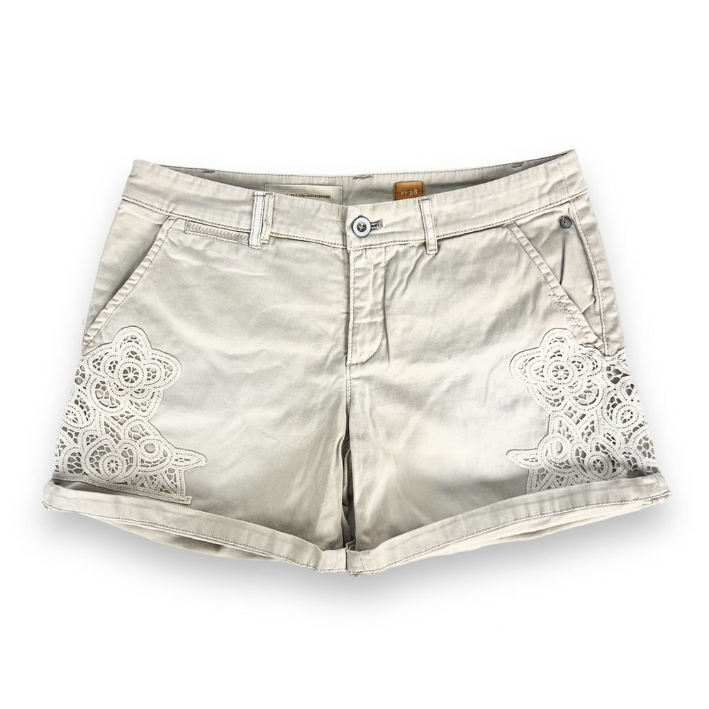 Anthropologie Pilcro Khaki Chino Lace Crochet Shorts